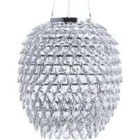 Beliani Suspension cristal transparent 110 cm cadre métallique avec cristaux diffusant la lumière magique