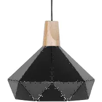 Beliani Suspension en métal noir et bois avec clochette en forme de cloche, motif perforé, style vintage élégant et usé