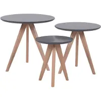 Beliani Ensemble de 3 tables basses, plateau MDF gris-brun, rondes, style moderne