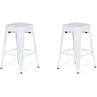 Beliani Lot de 2 tabourets de bar en métal blanc 60 cm Empilable hauteur comptoir industriel