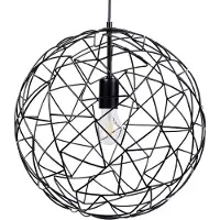 Beliani Suspension avec ampoule en métal noir et abat-jour sphérique en forme de maille pour le salon et la salle à manger de style minimaliste