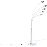 Beliani Lampadaire métal argenté 210 cm base en marbre avec abat-jour réglable long câble avec interrupteur lampe à arc look industriel