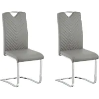 Beliani Lot de 2 chaises de salle à manger en simili-cuir gris, console rembourrée à dossier haut, bureau, salle de conférence