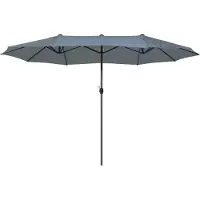 Beliani Grand Parasol Xl Avec Toile Gris Anthracite 270 X 460 Cm Sibilla