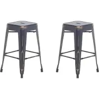 Beliani Trend set de 2 tabourets de bar en métal noir/doré 60 cm industriel