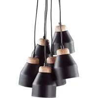 Beliani Lampe pendante 6 abat-jour métal noir Cestos