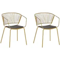 Beliani Lot de 2 chaises de salle à manger, structure en fil métallique doré, assise en similicuir, style glam industriel