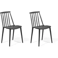 Beliani Lot de 2 chaises de salle à manger en plastique noir de style scandinave rétro