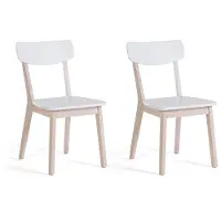 Beliani Lot de 2 chaises blanches, pieds en bois pour salle à manger, style minimaliste scandinave