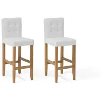 Beliani Lot de 2 tabourets de bar en simili cuir blanc crème avec dossier Salle à manger Cuisine Tapissée Moderne