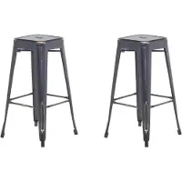 Beliani Trend set de 2 tabourets de bar en métal noir/doré 76 cm industriel