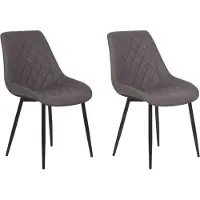 Beliani Ensemble de 2 chaises de salle à manger en cuir synthétique Rembourrage matelassé marron foncé Pieds en fer Sièges de cuisine sans accoudoirs
