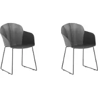 Beliani Ensemble de 2 chaises de salle à manger, plastique noir, pieds en métal noir, moderne