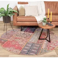 FRAAI Tapis patchwork rond - Moods Rustique No. 16 | Ø 115cm | Rond | Tissage plat