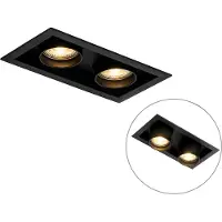 QAZQA Spot encastré moderne noir orientable 2 lumières - Roof