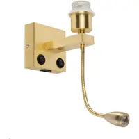 QAZQA Applique Art Déco dorée avec port USB et bras flexible - Brescia Combi