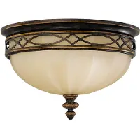 Elstead Lighting Plafonnier rond Drawing Room noyer-écru 3xE27x60W métal, dimensions : 22,9 x 35,6 x 35,6 cm, IP20, Feiss
