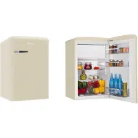 Amica KS 15615 B, Réfrigérateur avec compartiment congélation au design rétro, 85 cm de hauteur, coffee cream,