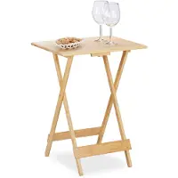 Relaxdays 10032123 Table Pliante, Bambou, pour Salon, Balcon et terrasse, HxLxP: 63,5 x 48 x 38 cm, appoint, Pliable, Nature, 1 élément
