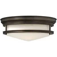 HINKLEY Plafonnier rond Hadley, finition huilée brun-blanc, 3xE27x40W, métal, dimensions : 14x35,6x35,6 cm, IP44,