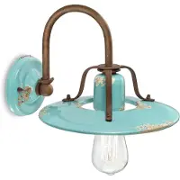 FERROLUCE Applique Vintage Country Ferro E Ceramica Zzurro 1 Luce E27 25Cm