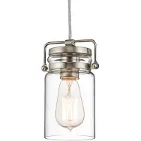 Kichler Suspension Brinley, nickel brossé, 1xE27x60W, verre, dimensions : 287x12x12 cm, IP20,