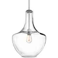 Kichler Suspension Everly chromée 1xE27x60W, verre, dimensions : 149,9 x 35 x 35 cm, IP20,