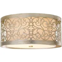 Elstead Lighting Plafonnier rond Arabesque, pétales patinés argent-crème, 2xE27x40W, métal, dimensions : 17,1 x 37,5 x 37,5 cm, IP20, Feiss