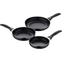 San Ignacio Set 3 Poêles Marine Noir Aluminium Pressé Antiadhésif -