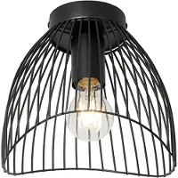 QAZQA Plafonnier design noir filaire 20 cm - Pua