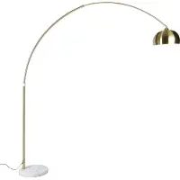 QAZQA Lampadaire arc en laiton avec base réglable en marbre blanc - XXL