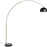 QAZQA Lampe à arc moderne en laiton avec base en marbre et abat-jour noir 32,5 cm - XXL