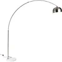 QAZQA Lampe à arc en acier avec base en marbre blanc et abat-jour en acier - XXL