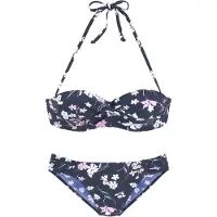 LASCANA Bikini bleu marine / rose clair / blanc