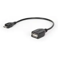 Hamlet micro USB-USB M-F 0.15m câble USB USB 2.0 0,15 m Micro-USB A USB A Noir
