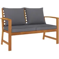 vidaXL Banc de jardin 120 cm avec coussins gris foncé en bois massif d'acacia