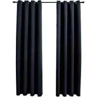 vidaXL Rideaux occultants avec anneaux en métal 2 pcs Noir 140x245 cm