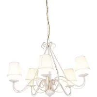 QAZQA Lustre blanc avec abat-jour plissé crème 5 lumières - Giuseppe