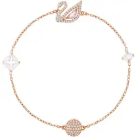 Swarovski Bracelet Dazzling Swan, Fermoir Magnétique, Cygne, Rose, Placage De Ton Or Rosé