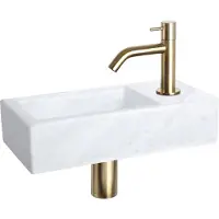 Differnz Helios Set lave-mains 37.5x18.5cm marbre robinet courbé or mat 38.401.42