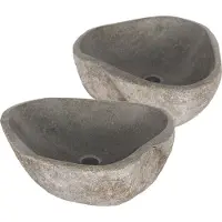 Differnz Lombok vasque 40x50cm pierre de rivière gris ENSEMBLE de 2 36.102.40