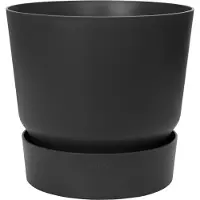 Elho Pot de Plante Circulaire en Plastique Noir Elho Greenville Ø 30 cm