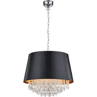 TRIO Suspension insolite avec abat-jour rond en tissu noir/or, suspension en acrylique