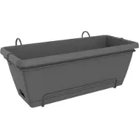 Elho Grand pot de fleurs rectangulaire Elho Barcelona XL en anthracite noir - 55 cm