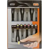 Bahco Set Of 6 Slotted Phillips And Pozidriv Ergo Slotted And Straight Screwdrivers With Rubber Grip Argenté