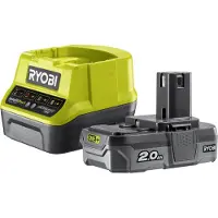 Ryobi Kit de démarrage RC18120-120 18 V : 1 batterie RB18L20 2,0 Ah + chargeur RC18120 (5133003368)