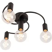 QAZQA Plafonnier intelligent noir avec 4 Wifi G95 - Facile