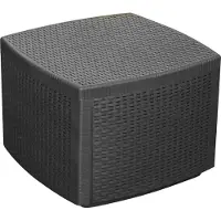 A Forged Tool Table coffre de jardin - Effet rotin - 53 x 53 x 40 cm