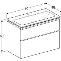 Geberit iCon Set lavabo pour meubles avec meuble sous-lavabo, 2 tiroirs, 90x63x48 cm, 502337, 502.337.01.3