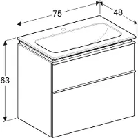 Geberit iCon Set lavabo pour meubles avec meuble sous-lavabo, 2 tiroirs, 75x63x48 cm, 502336, 502.336.01.2
